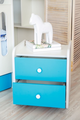 Тумба Прикроватная Сказка Белая +Цвет Фасада на Выбор/Д-444 мм x Ш-500 мм х В-450 мм