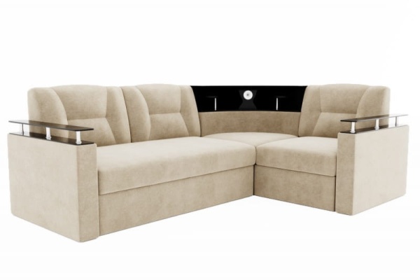 Диван Угловой Софья с Подсветкой и Ножками-Кубышками Ш-2400 х Г-1700 х В-950 мм/Спальное место Ш-1250 х Г-1950 мм