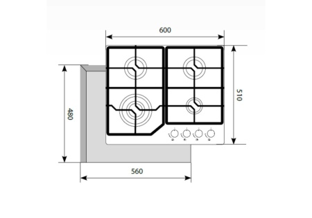 Газовая варочная поверхность GVG 640-1 IV